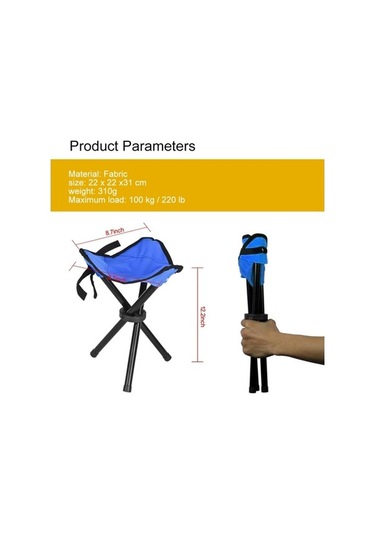 Novahub Yürüyüş Kamp Balıkçılık Katlanır Sandalye Maks. 100kg, 22x22x31cm, Green/kırmızı Kırmızı