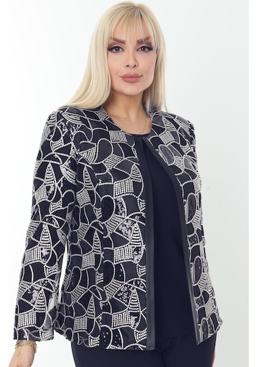 Büyük Beden 3784 Lacivert Ceket+bluz Takım 001