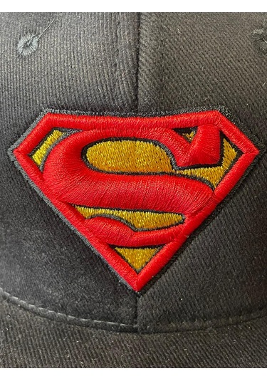 Superman Siyah Kanvas Hiphop Snapback Rapper Basket Cap Şapka