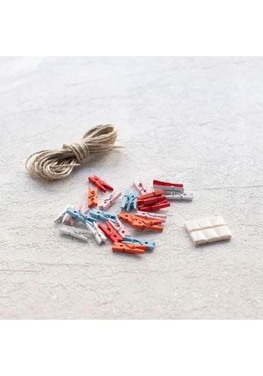 Puti Büyük Renkli Ahşap Mandal 12 Li