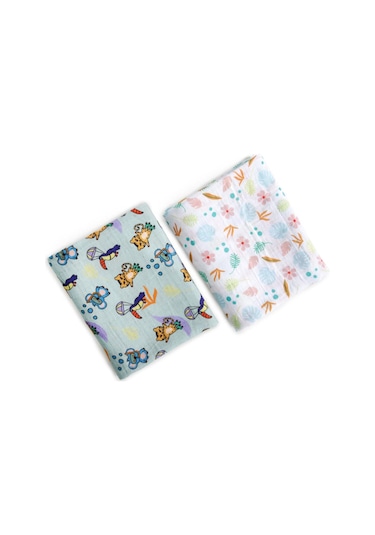 Milk&moo Müslin Örtü 2'li Set Jungle Friends Çok Renkli