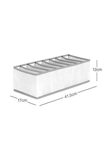 Ocean Home Textile 8 Bölmeli Gri Çizgili Çekmece Düzenleyici 17 x 41,5 x 12 cm