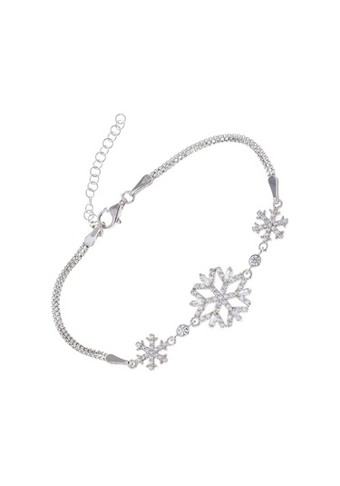 Kar Tanesi Model Baget Zirkon Taşlı 925 Ayar Gümüş Kadın Bileklik