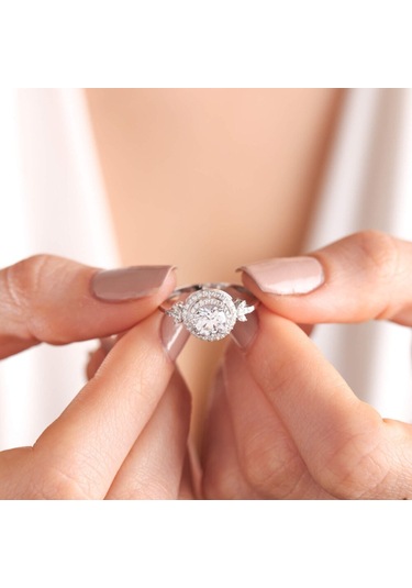 Beyaz Altın Tektaş Yüzük Lava Form 527159828