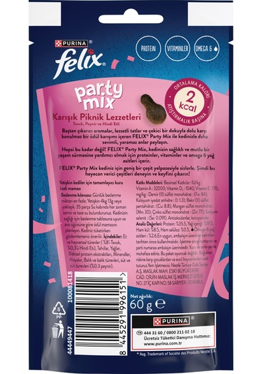 Felix Party Mix Karışık Piknik Lezzetleri Kedi Ödül Maması