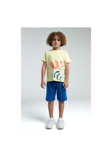 Roly Poly Crab Erkek Çocuk Regular Kalıp Kısa Kol Bermuda Şortlu Pijama Takım Sarı