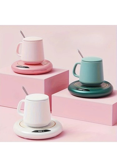 Willowhaven Yeşil Usb Güçlü 3 Seviye Isıtmalı Akıllı Bardak Altlığı 8 Saat Otomatik Kapama