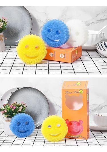 Fosenze 3'lü Mutfak Temizlik Süngeri Seti - Tabak, Cam Seramik Ve Çamaşır Temizliği İçin Çok Amaçlı Bej, Beyaz Ve Pembe