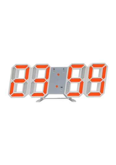 Teltree Beyaz Vücut Turuncu Işıklı Akıllı Alarm Saat - 3d Dijital Takvim, Sıcaklık Gösterici, Led Ekran, Duvar/masa Üstü Kullanıma Uygun ÇOk Renkli