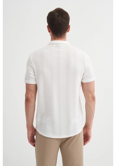 Cazador Örme Erkek K.kol Gömlek Slim Fit Ekru 2000