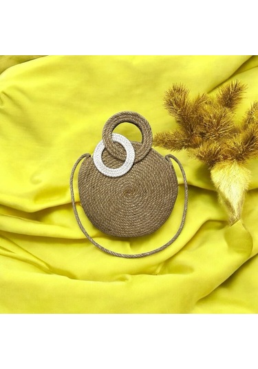 Silindir Hasır Çanta, Yuvarlak Tasarım Çanta, Silindir Omuz Çantası, Sonsuzluk Çantası