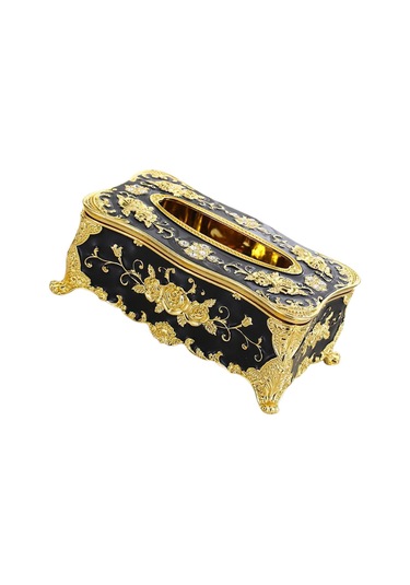 Home Dikdörtgen Mendil Karton Kutu Kılıf Tutucu Kapak Siyah Altın