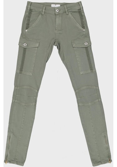 Hazel Haki Normal Bel Kargo Cepli Paçası Fermuarlı Skinny Fit Jean Pantolon C 4527-013 Haki