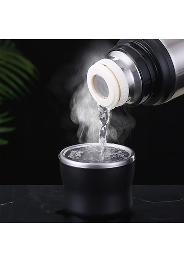 1 Litre Kamp Termos 12 Saat Sıcak, 24 Saat Soğuk Tutar Metalik