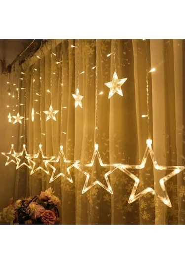 10 Yıldız Günışığı 3 Metre Animasyonlu Yılbaşı, Ramazan Bayramı Led Işıklandırma Fişli