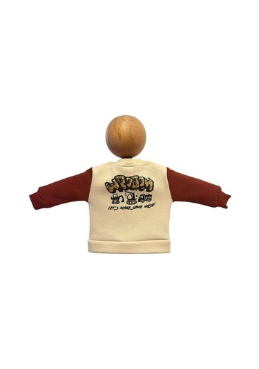 Erkek Bebek 3 İplik Sırt Baskılı Şardonlu Kolej Ceket-15452 Bej