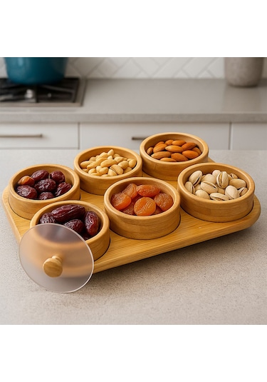 Porsima Pbt-693 Tepsili 6 Lı Bambu Kahvaltılık Saklama Kabı Kapaklı Saklama Kabı Kapaklı Kahvaltılık Seti Bambu