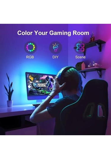 Honeybeeshop Usb Uyumlu Rgbıc Tv Sensörü 3.8m Usb5v Dizüstü Bilgisayar Lambası Rgb Tv Arka Işık Şeridi Ar Renk Sensörlü 3.81 5.0 Metre Uygulama Müzik Senkronizasyonu 139.7 215.9 Cm Ekranlar İçin