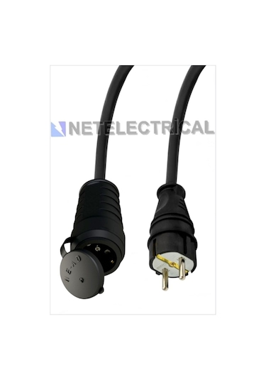 Kauçuk Tekli Topraklı Ara Uzatma Kablosu 18 Metre 3x2.5 Mm² Ttr Kalın Siyah Kablolu 18 Metre