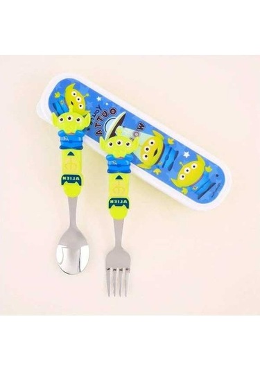 Fastbuy 3 Adet Buzz Lightyear Paslanmaz Çelik Çatal Seti, Yabancı Uzay Temalı Kamp Piknik İçin Dayanıklı Hediye Ahşap Çatalla Ahşap