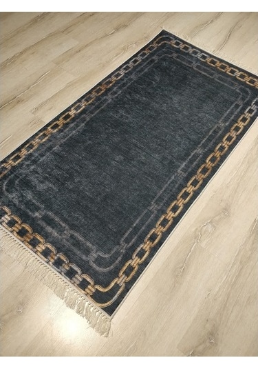 Yamalı Home Style Deri Taban Siyah Gold Sl6802 80X150 Siyah