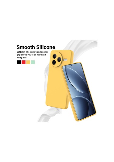 Xiaomi Poco F7 Pro İçin Düz Renk Sıvı Silikon Damlamaz Tam Kapsama Telefon Kılıfı Sarı