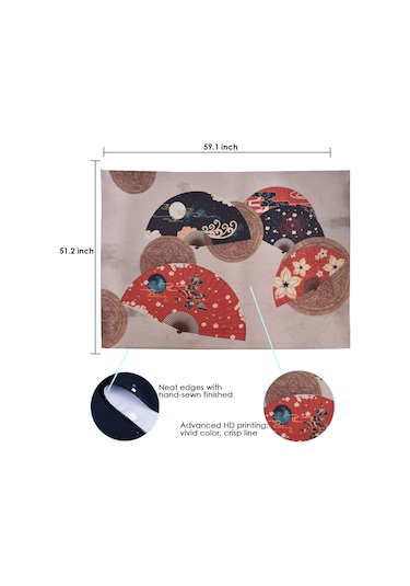 Gajeena Flanel Materyal Japon Desenli Duvar Battaniyesi - 150x100cm Odası Dekorasyonu Ve Parti Süs Eşyası Beyaz