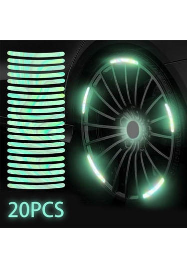Fosforlu Seametal 20/40 Adet Yansıtıcı Çıkartmalar Araba Tekerlek Göbeği Gece Sürüş Araba Lastiği Jant Yansıtıcı Şeritleri Aydınlık Etiket 20pcs
