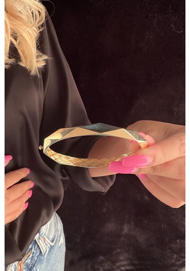 Fiyonk Kuyumculuk 14 Ayar Altın Asimetrik Kelepçe Bilezik 001