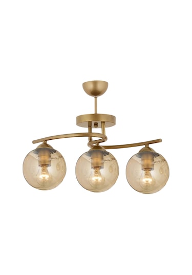 Elite 3 Başlıklı Eskitme Balon Camlı Salon Avize