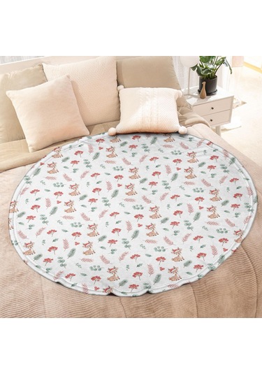 Noel Desenli 47 İnç Yuvarlak Flanel Battaniye, Yetişkin Ve Çocuk İçin, Yumuşak, Rahat Ve Hafif Noel Sevimli Geyik