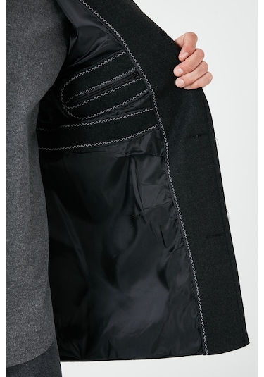 Buratti Slim Fit Pamuklu Kaşe Erkek Kaban 5841012 Füme Buratti Slim Fit Pamuklu Kaşe Erkek Kaban 5841012 Füme