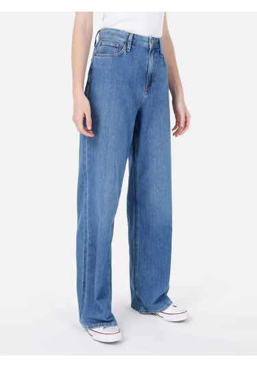 Colins 970 Berry Normal Kesim Yüksek Bel Geniş Paça Kadın Pantolon Cl1069217 Denim