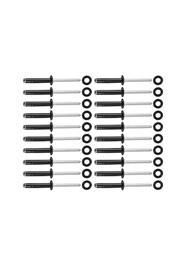 Geeroyoo Jk210313 Siyah Gümüş Çivili Fener, 20 Adet Kapak Contalı Nylon Çift Malzeme Seti