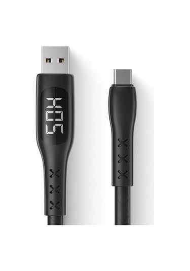 Fastbuy Wsken Akıllı Type C Kablosu - Zamanlı Kesim, Gerçek Zamanlı Şarj, 6v/3a, 1.2m Siyah Şarj Kablosu