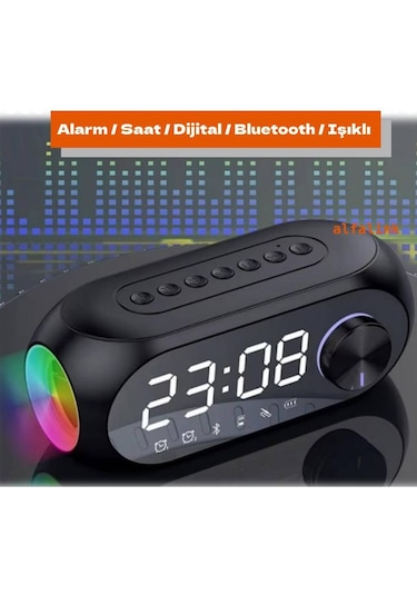 Alfalink Bg-s8 Bluetooth Speaker Hd Led Alarm Clock Tf Card Fm Radiotaşınabilir Speaker