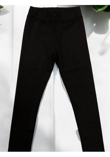 Kız Çocuk Mikro Şardonlu Esnek Tayt-15029 SiYAH