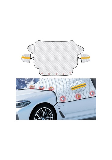 Suıtu R-3945 Araba Kış Ön Cam Kar Kalkanı Buz Çözme Güneşlik Kalınlaşmış Araba Giyim, Stil: 5 Kulaklıklı Mıknatıs