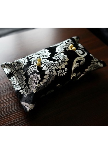 Siyah 18 Cm X 32 Cm-klasik Gümüş Pompalama Kağit Kutu Doku Kutusu Seti Moda Araba Moda Bez Havlu Setleri