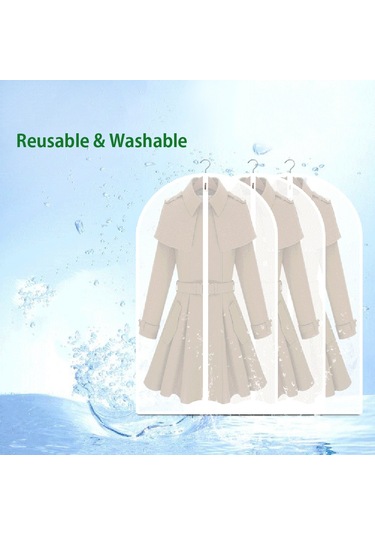 Reedark 6 Adet Su Geçirmez Şeffaf Elbise Koruma Kılıfı - Tam Fermuarlı Gardırop Saklama Çantası Beyaz