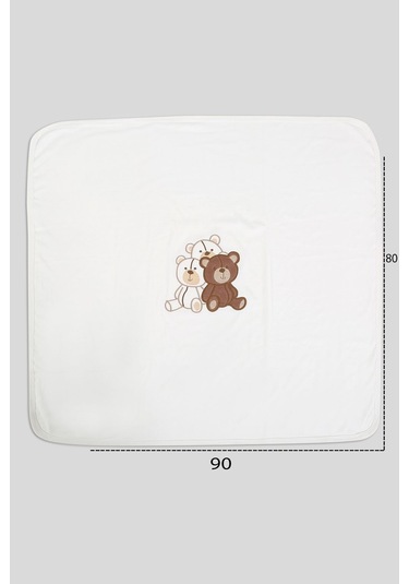 %100 Pamuklu Yenidoğan Çift Katlı Penye Bebek Battaniyesi Sb 512 Krem