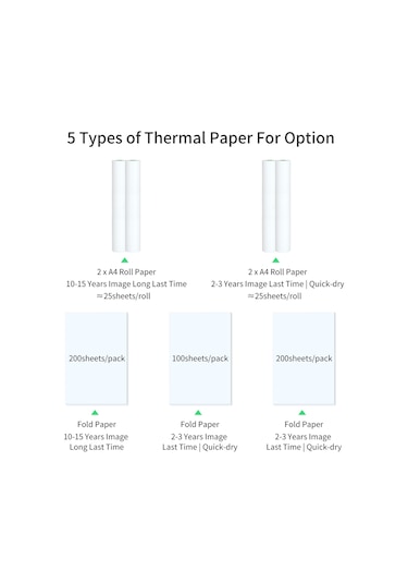 Singree A4 Boyutu Katlanabilir Termal Kağıt, 10-15 Yıl Arşiv, Bpa İçermez, 3 Koruma, 100 Sayfa, A40 Yazıcı Uyumlu