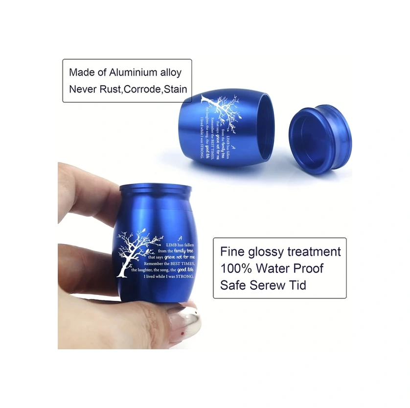 Fochsia Altın Küçük Anı Ağacı Yaşam İnsan Evcil Hayvan Külleri Alüminyum Mini Kül Kutusu