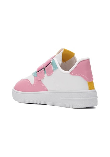 Nstil Zl001 Rahat Hafif  Günlük Çocuk Bantlı Spor Ayakkabı - Beyaz - Pembe- Mor