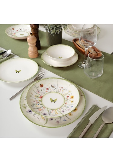 Güral Flora Green 16 Parça 4 Kişilik Yemek Takımı 4883 Desenli