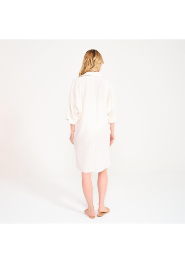 Miespiga Keten Plaj Elbisesi Krem- XS - S Krem