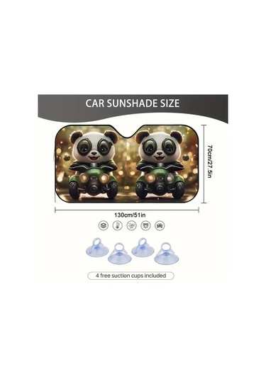 Chuangyinshop 1 Adet Panda Motosikletli Araba Güneşlik 130x70cm Uv Koruma Tüm Araçlar İçin