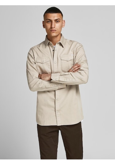 Jack Jones Erkek Denim Gömlek Jjesherıdan 12138115 Bej