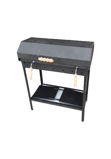 İklim Demir Kapaklı Barbekü Yazlık Tipi Mangal Grill Oluklu Izgara Siyah 40 X 70