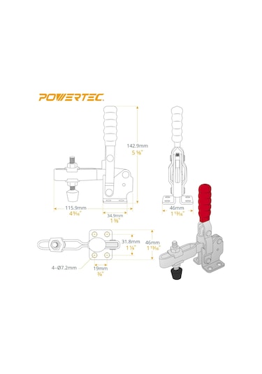 Powertec 20335 Hızlı Serbest Bırakma Dikey Geçiş Kelepçesi 5502-2